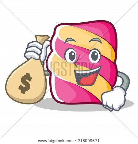With money bag marshmallow character cartoon style vector illustartion
