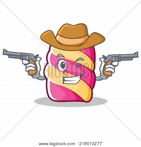 Cowboy marshmallow character cartoon style vector illustartion