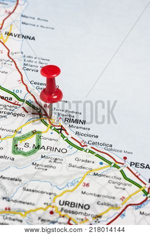 Road map of the city of Rimini Italy