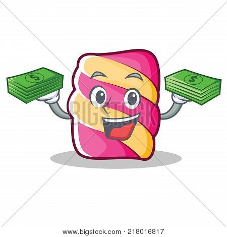 With money marshmallow character cartoon style vector illustartion