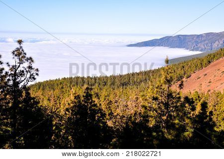Mar de Nubes, Sea Cloud on the High Mountains Phenomenon in Tenerife, Canary Island