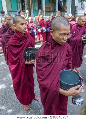 Amarapura Myanmar - Sep 03 : Monks At The Mahagandayon Monastery In Amarapura Myanmaron September 03