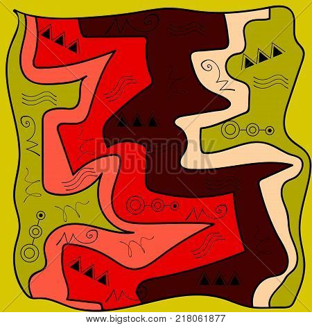 abstract pattern African style in bright colors with geometric elements