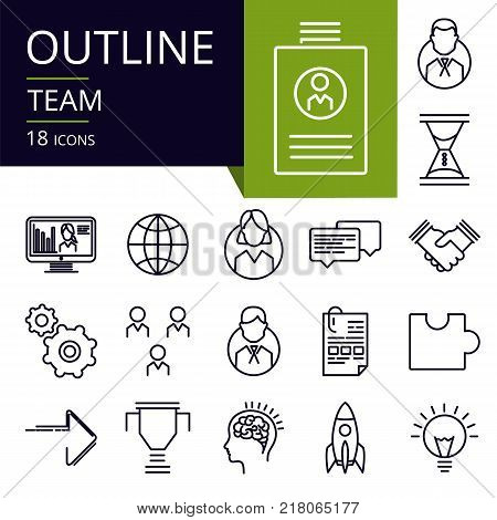 Set of outline icons of team. 
Modern icons for website mobile app design and print.