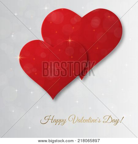 Valentine day vector background. Paper cut hearts. Card template