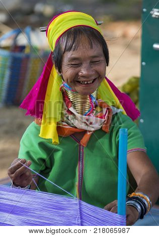 Bagan Myanmar - Sep 04 : Portrait Of Kayan Tribe Woman In Bagan Myanmar On September 04 2017 Kayan T