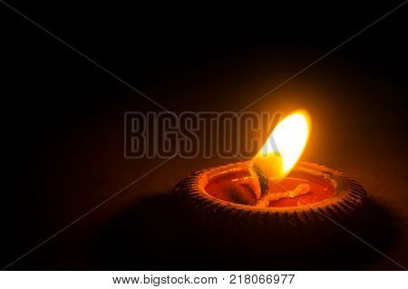 Candlelight in Loy Krathong Festival Thailand in darkness