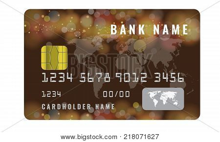 Realistic credit card design template with a chip frontside view mock up. Illustrated vector. Dark blue color.