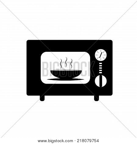 Icon of a microwave oven with a plate of black on a white background
