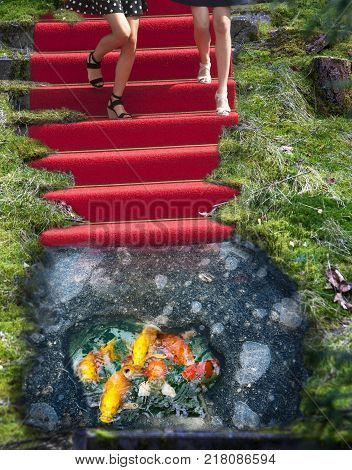 Red carpet staircase and ice hole phantasy manipulation