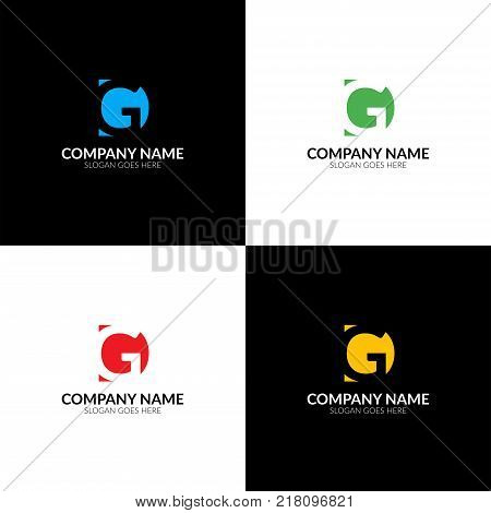 Vector illustration. Letter GD logo, icon flat and vector design template. Monogram the letter d and g logotype for brand or company with text.