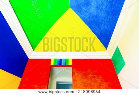 Rivoli Italy - August 14 2016: Works of contemporary art in the museum of modern art housed in the halls of the Royal catle of Rivoli