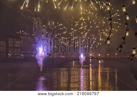 View of the fireworks for the New Year's Day
