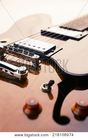 Close Up Of Semi Acoustic Electric Guitar