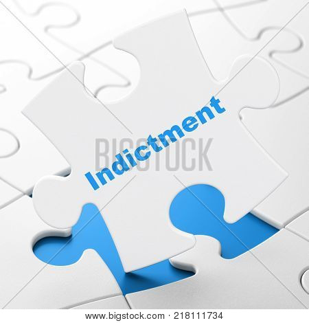 Law concept: Indictment on White puzzle pieces background, 3D rendering