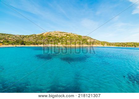 Blue sea in Spalmatore beach in Sardinia