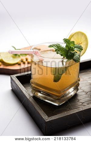 Jal Jeera or Jal-jeera, or jaljira, is an Indian beverage prepared using mixing cumin powder in water and served cold