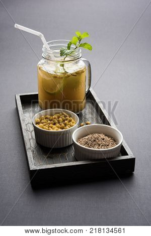 Jal Jeera or Jal-jeera, or jaljira, is an Indian beverage prepared using mixing cumin powder in water and served cold