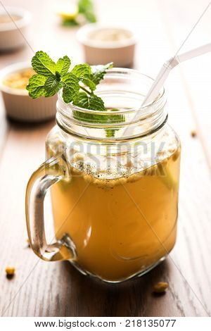 Jal Jeera or Jal-jeera, or jaljira, is an Indian beverage prepared using mixing cumin powder in water and served cold