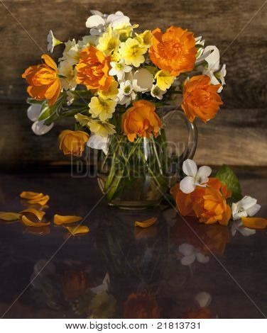 bouquet of flowers Globeflowers Orange