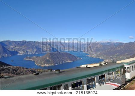 Panoramic view of Lake Iseo from the Valcamonica train - Brescia - Lombardy - Italy