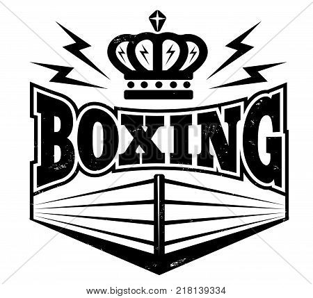 Vector vintage logo for a boxing with ring. Retro emblem with boxing ring.