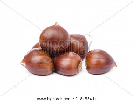 Fresh fruit chestnuts isolated on white background