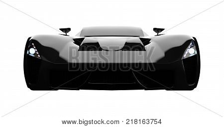 Black racing concept car. Image of a car on a white isolated background. 3d rendering