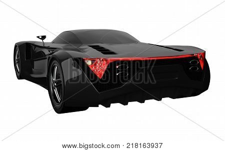 Black racing concept car. Image of a car on a white isolated background. 3d rendering