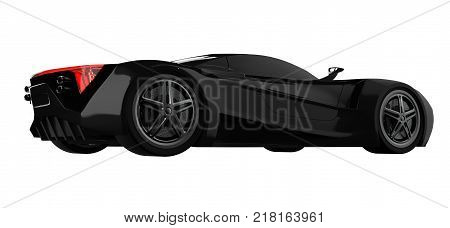 Black racing concept car. Image of a car on a white isolated background. 3d rendering