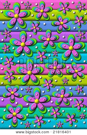 Ripas coloridas e flores Pastel