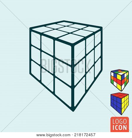 Cube toy icon. 3d combination puzzle cube. Vector illustration.