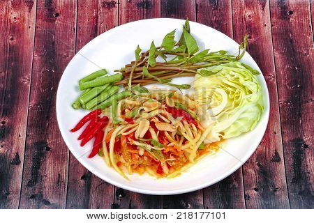 Curry Pork With Chamuang (garcinia Cowa) Leaves,local Thai Food Call As Gang Moo Cha Muang.
