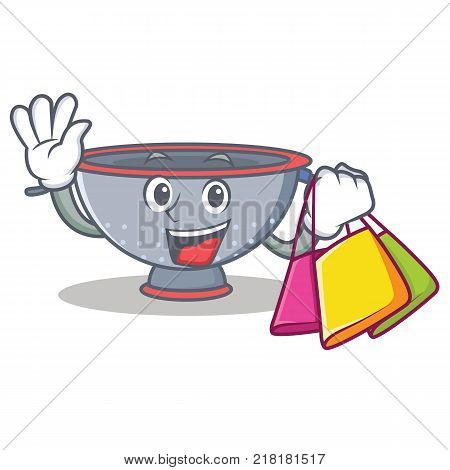 Shopping colander utensil character cartoon vector illustration