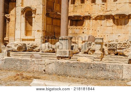 Baalbek Ancient city in Lebanon.Heliopolis temple complex.near the border with Syria.remains