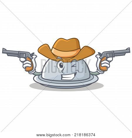 Cowboy tray character cartoon style vector illustration