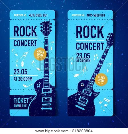 vector rock festival ticket design template with guitar