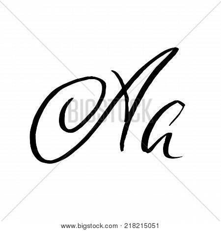 Letter A. Handwritten by dry brush. Rough strokes font. Vector illustration. Grunge style elegant alphabet
