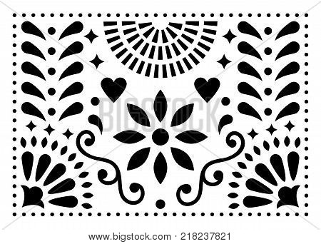 Mexican folk art vector pattern, colorful design with flowers inspired by traditional art form Mexico