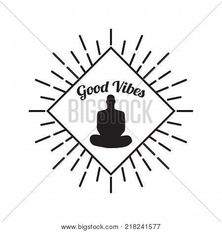 Meditation Human silhouette isolated on white background Vector illustration