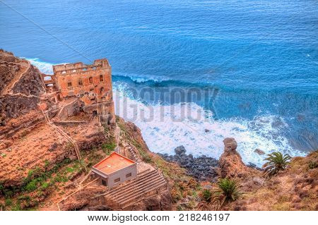 Historical ruins of a church castle on the beach of Los Realejos area in Garachio region of Tenerife - Spain