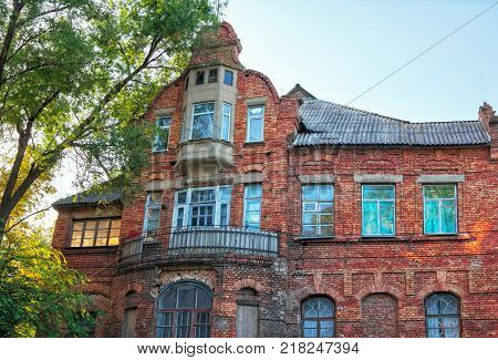Zaporizhzhia/Ukraine - September 3, 2017: View of old historical house , called  Wallman Castle,  built in 1913 by  manufacturer Andreas Wallman , and functioned as a nursery school for Mennonite settlers children.