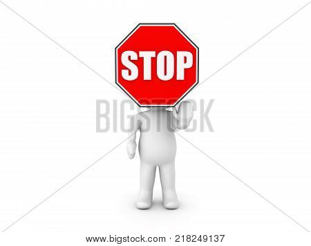 3D Character announcing X-MAS. Isolated on white.