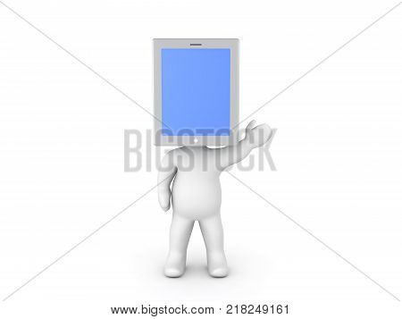3D Character announcing X-MAS. Isolated on white.
