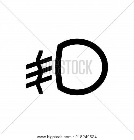 The fog lamp dashboard icon. symbol. Flat design. Stock - Vector illustration