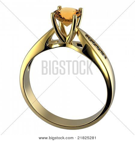 Ring diamond eristetty valkoisella taustalla