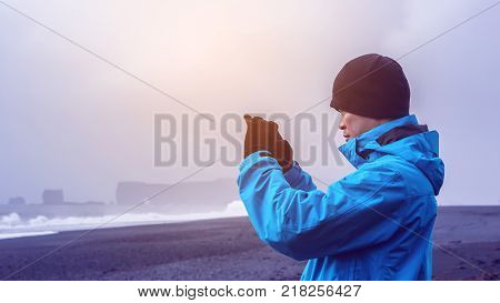 Asian Traveler Man Advanture Iceland, Dream Trip