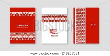 Fish and ornaments in ethnic style. Cover for banners posters brochures flyers. Vector.