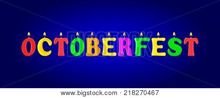 Octoberfest banner. Letters in the form of candles. 3d. Stock - Vector illustration
