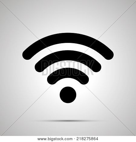 WIFI signal silhouette, simple black icon with shadow